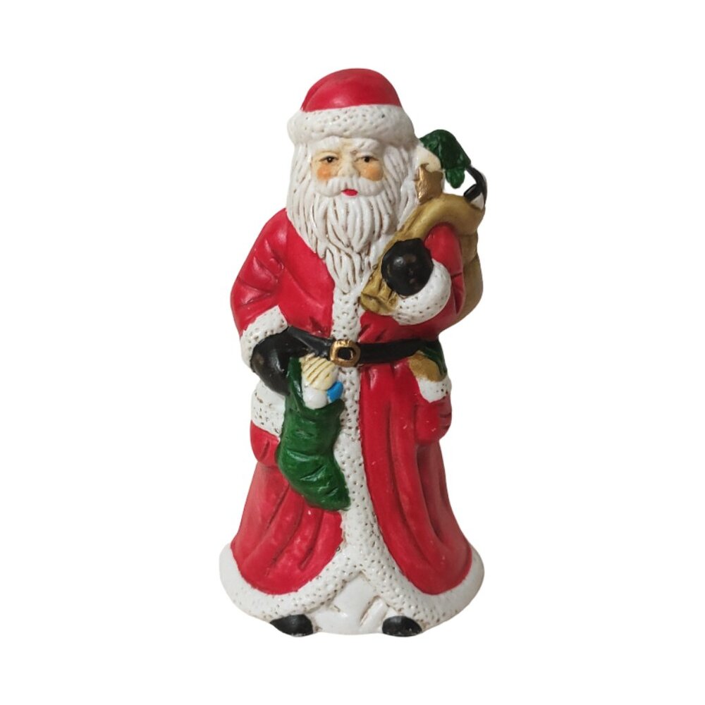 Christmas Santa Claus Ceramic Bell Figurine 4" tall